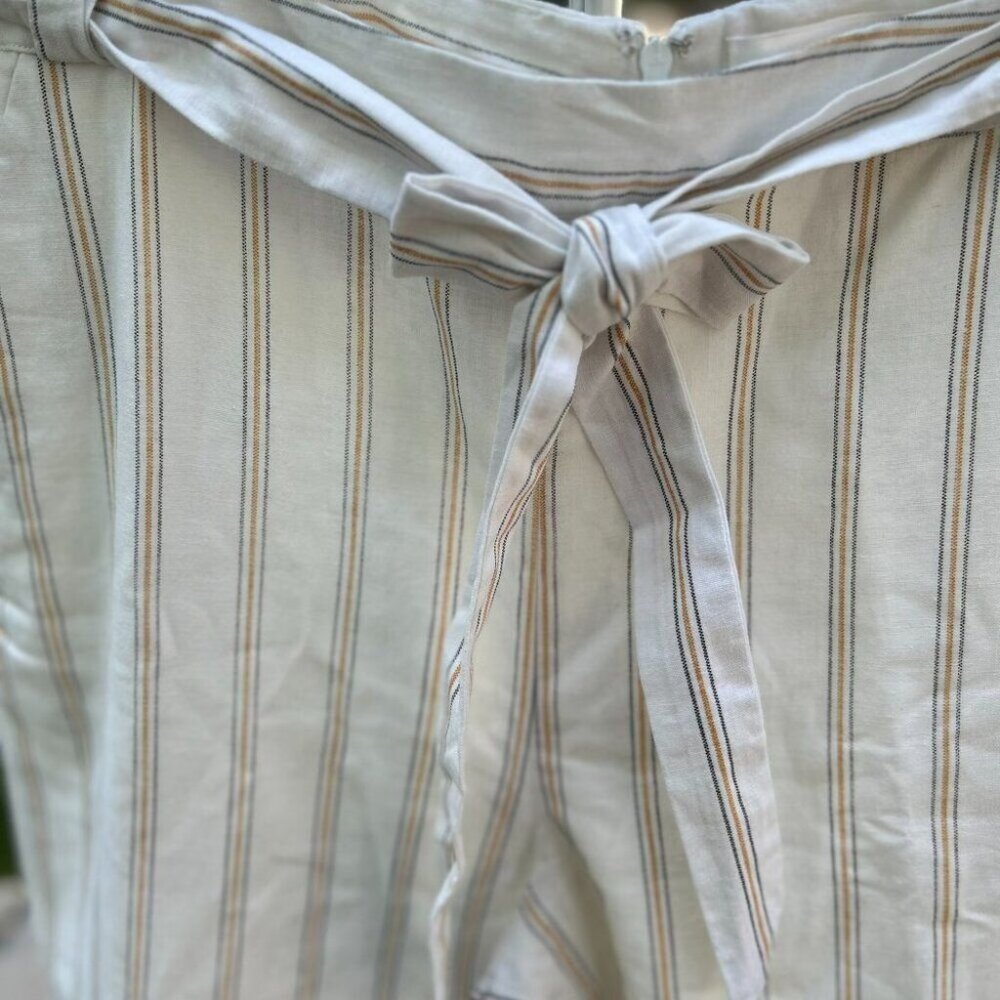 NWOT J.O.A  Linen Blend Wide-Leg Striped Culottes L - Picture 7 of 13
